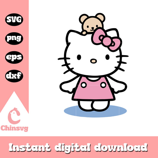 Hello kitty and cute teddy bear svg, hello kitty teddy bear svg