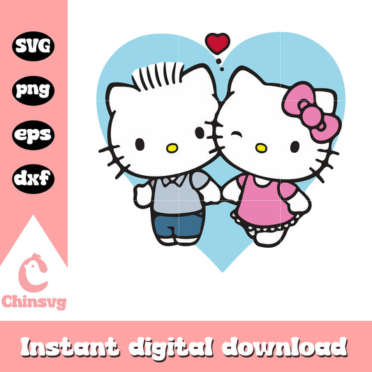 Hello kitty and dear daniel heart svg, hello kitty svg, sanrio svg
