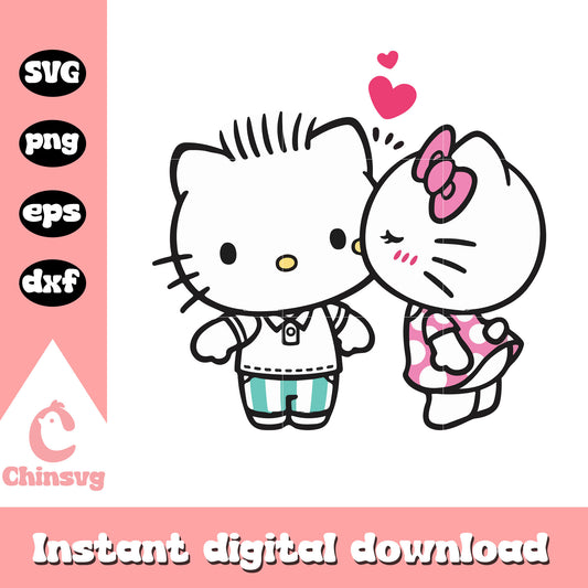 Hello kitty and dear daniel kiss svg, love hello kitty couple​ svg