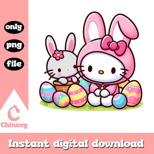 Hello kitty and easter bunny png, hello kitty png, bunny png