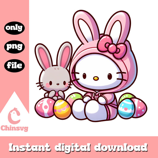 Hello kitty and easter bunny png, hello kitty png, bunny png