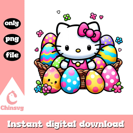 Hello kitty and easter eggs png, easter eggs png, hello kitty png