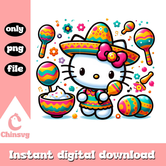 Hello kitty and fiesta maracas png, mexico fiesta maracas png