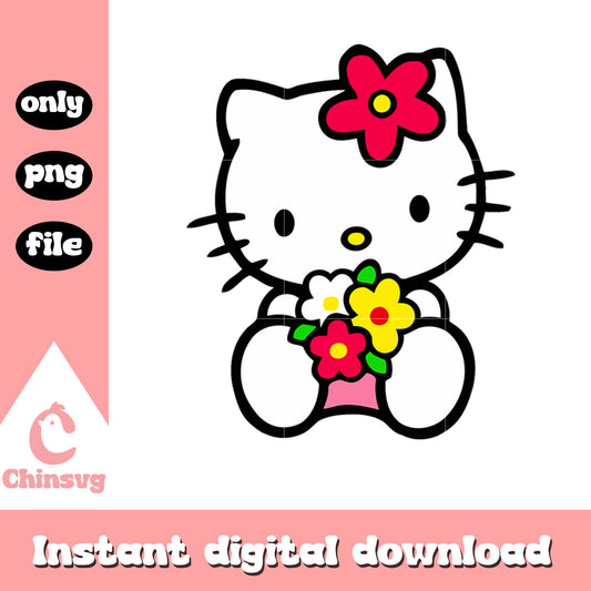 Hello kitty and flower png file, hello kitty png, cartoon cat png