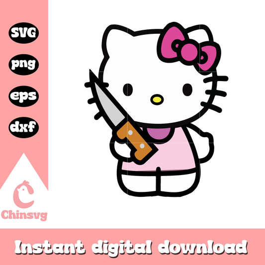 Hello kitty and knife svg, horror knife svg, hello kitty svg