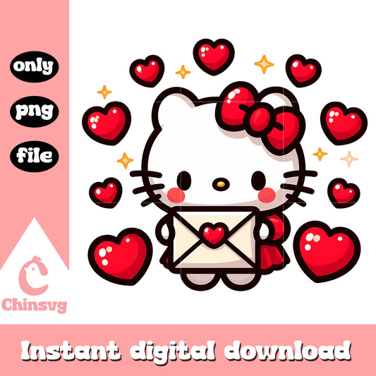 Hello kitty and letter valentine day design png, valentine gift png