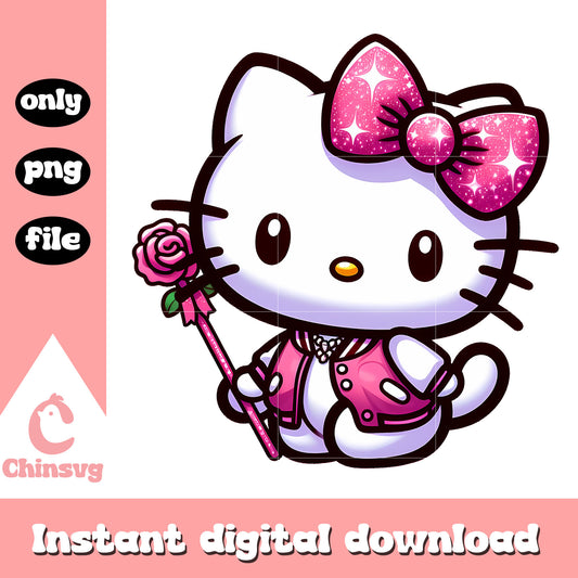 Hello kitty and rose wand png, sanrio hello kitty​ png