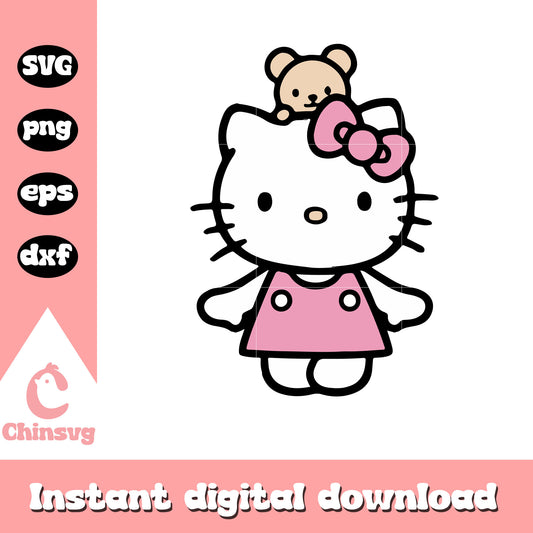 Hello kitty and teddy svg, hello kitty cat svg, sanrio cartoon svg