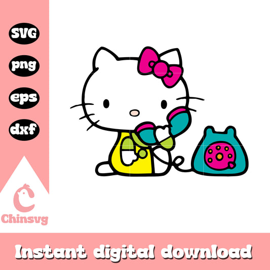 Hello kitty and telephone svg, hello kitty telephone​ svg