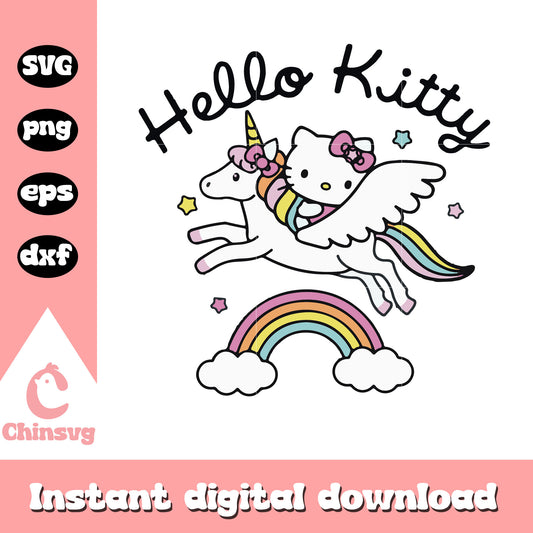 Hello kitty and unicorn svg, hello kitty rainbow svg, hello kitty svg
