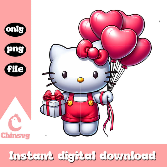 Hello kitty and valentine present png, valentine gift png