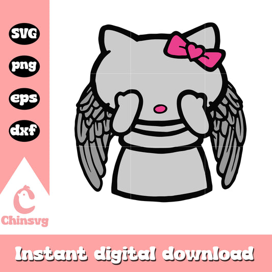Hello kitty angel statue svg, hello kitty cartoon svg, kitty cat svg