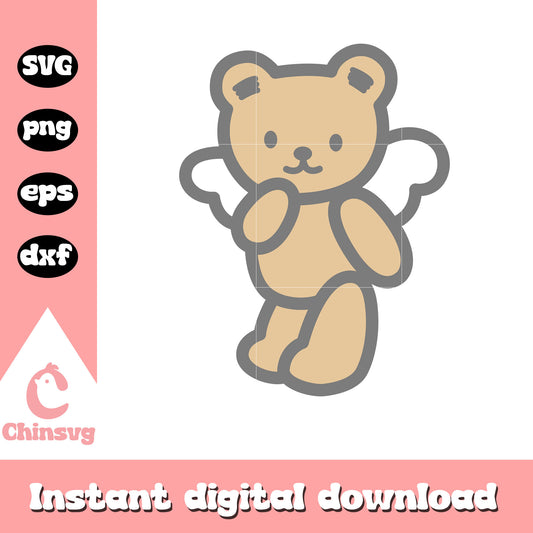 Hello kitty angel teddy bear file svg, hello kitty care bear svg