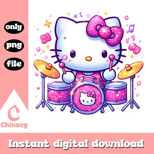 Hello kitty band play drum png, hello kitty png, band png