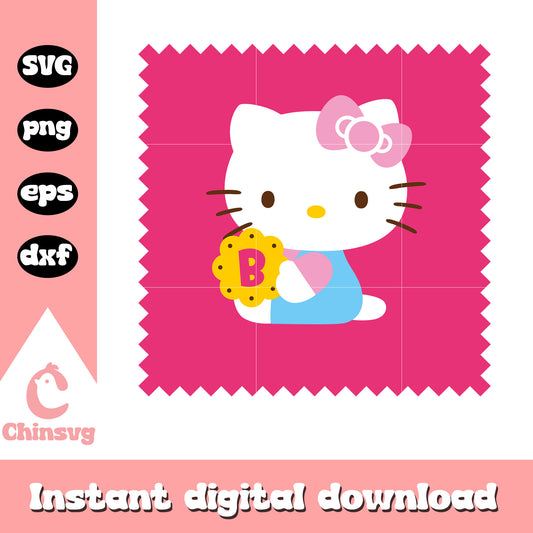 Hello kitty b cookie stamp svg, hello kitty stamps​ svg