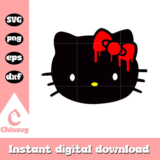 Hello kitty black head svg, hello kitty head svg, sanrio cartoon svg