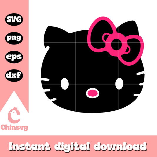 Hello kitty black head svg file, hello kitty head svg, sanrio cartoon svg