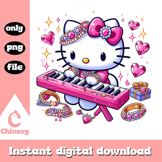 Hello kitty blink pink piano png, hello kitty png, band png