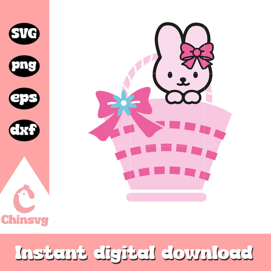 Hello kitty bunny and basket svg, hello kitty bunny svg