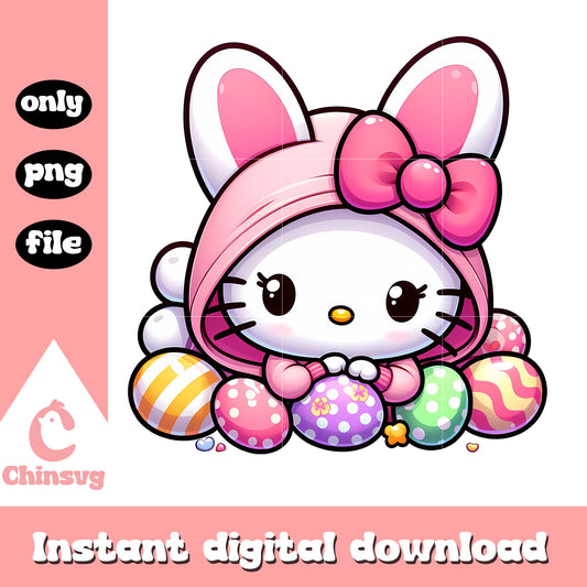 Hello kitty bunny and easter eggs png, hello kitty png, bunny png