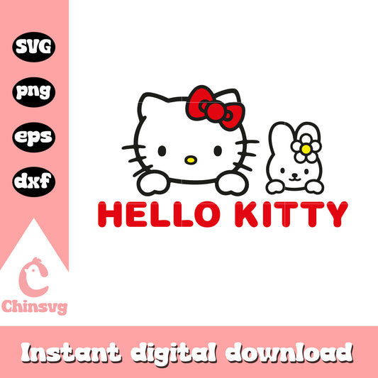 Hello kitty bunny head svg cartoon, hello kitty red svg, kitty cat svg