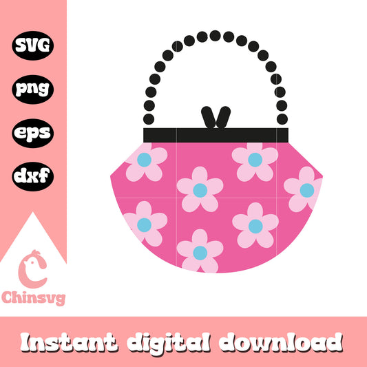 Hello kitty cartoon bag flower svg, pink hello kitty svg