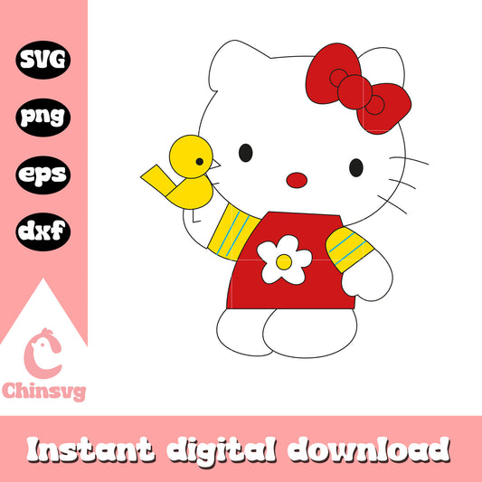 Hello kitty cat and bird svg, hello kitty bird​ svg, hello kitty svg