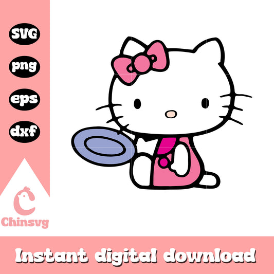 Hello kitty cat and plate svg, hello kitty plates​ svg, kitty cat svg