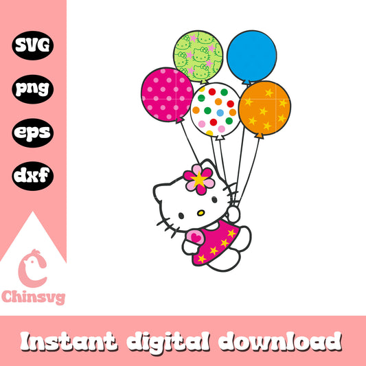 Hello kitty cat color balloon svg, hello kitty balloons svg