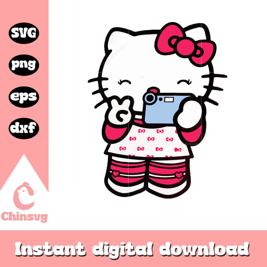 Hello kitty cat selfie svg, hello kitty cartoon svg, kitty cat svg