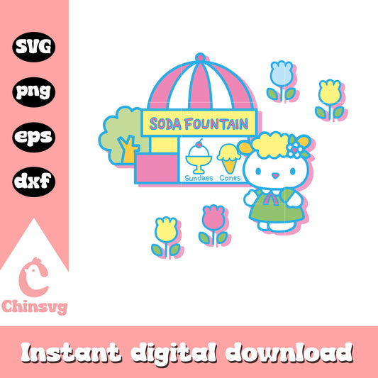 Hello kitty cat soda fountain svg, fountain soda machine​ svg
