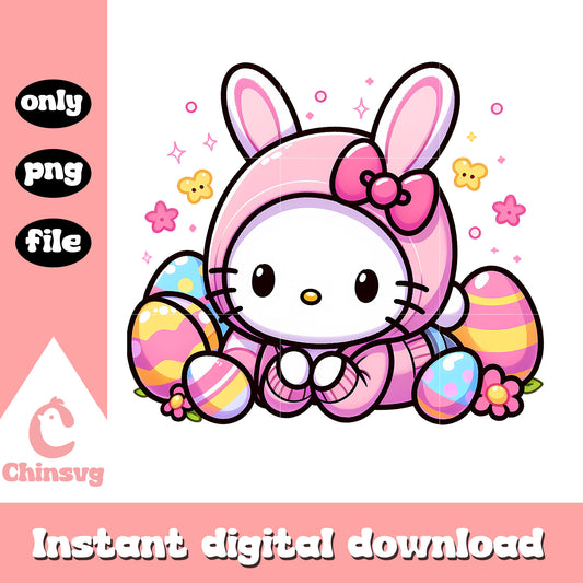 Hello kitty character and easter eggs png, easter day png