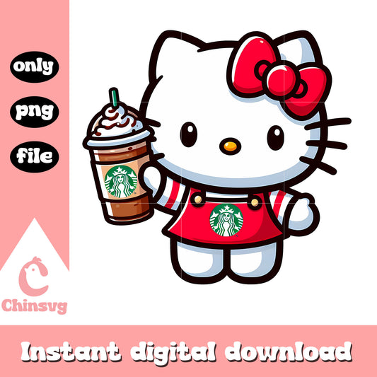 Hello kitty character coffee cup png, hello kitty png, starbucks png