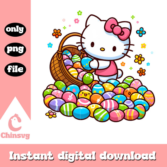 Hello kitty character easter day png, hello kitty png, easter eggs png