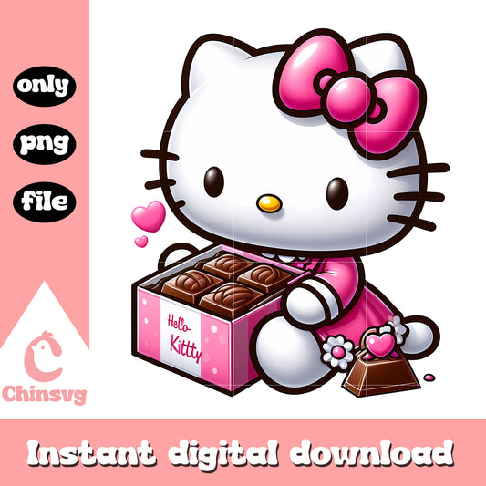 Hello kitty chocolate box design png, valentine png, kitty cat png