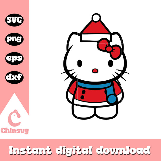 Hello kitty christmas cartoon design svg, hello kitty costume svg