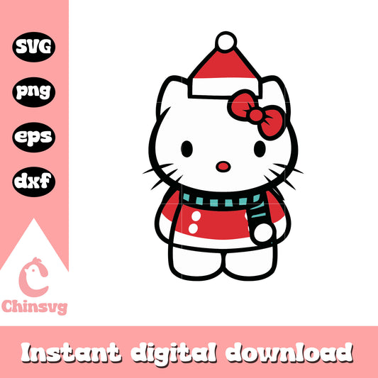 Hello kitty christmas costume svg design, hello kitty costume svg