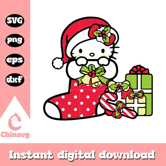 Hello kitty christmas gift svg file, hello kitty christmas svg