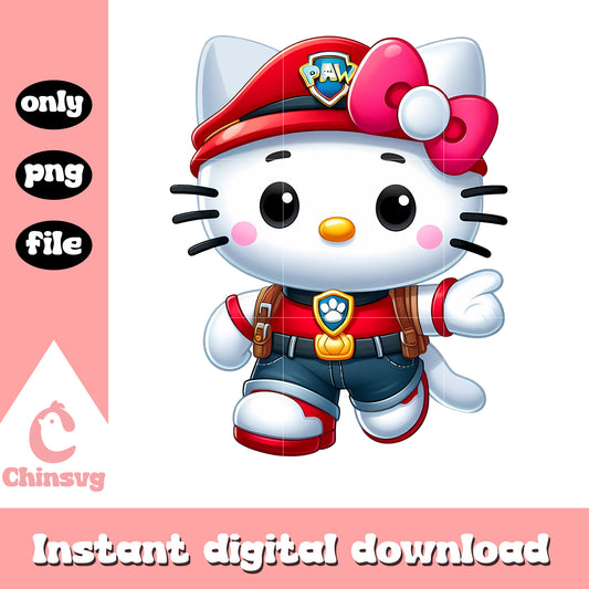 Hello kitty cosplay marshall png, cute hello kitty png, paw patrol png