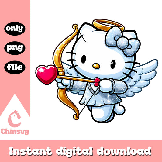 Hello kitty cupid design png, valentine day png, cupid png