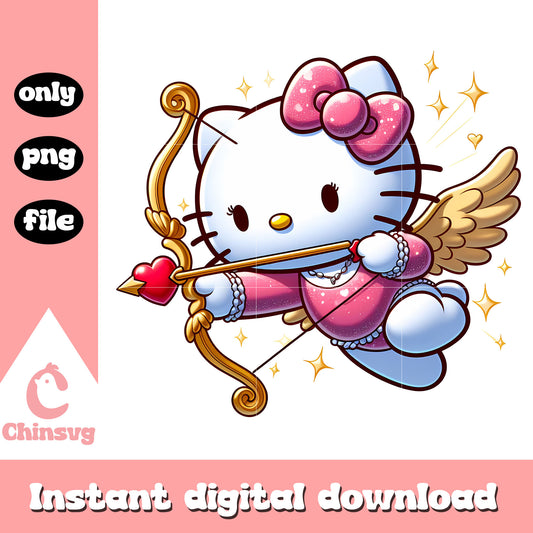 Hello kitty cupid valentine png, happy valentine day png, kitty cat png