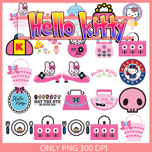 Hello kitty cute clipart bundle design svg, sanrio hello kitty svg