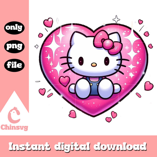 Hello kitty cute heart design png, heart shape png, valentine png