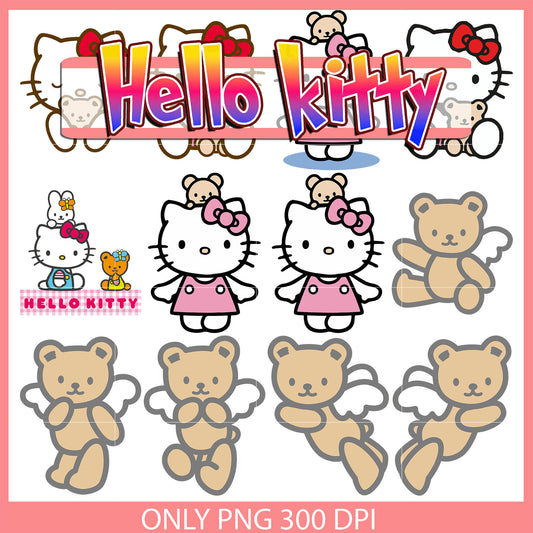 Hello kitty cute teddy bundle design svg, hello kitty teddy bear svg