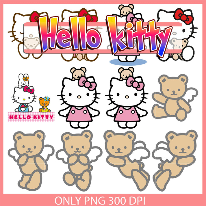 Hello kitty cute teddy bundle design svg, hello kitty teddy bear svg ...