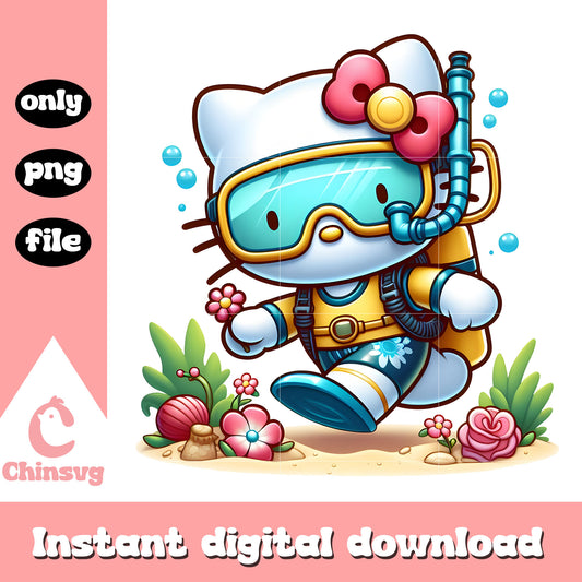 Hello kitty diving design png, hello kitty characters png