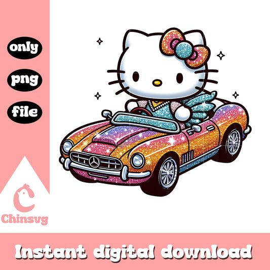 Hello kitty driving car blink png, hello kitty character png