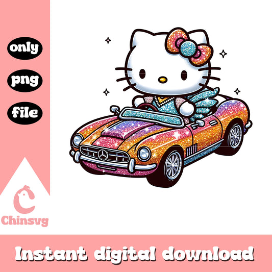 Hello kitty driving car png, drive car png, hello kitty png