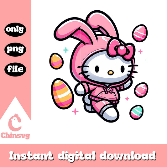 Hello kitty easter bunny design png, easter bunny png, sanrio png