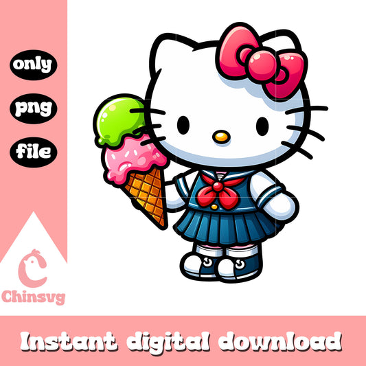 Hello kitty eat ice cream png, sanrio characters png, hello kitty png